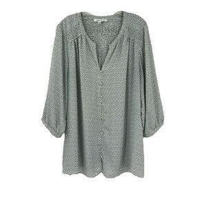Rose & Olive 3/4 Puff Sleeve Silky Smocked Tunic-Size 1X-Office-Business